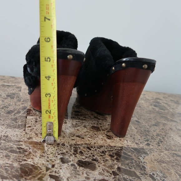 Lauren Ralph Lauren Mule Clog Faux Fur Heel 9.5 - Picture 13 of 14